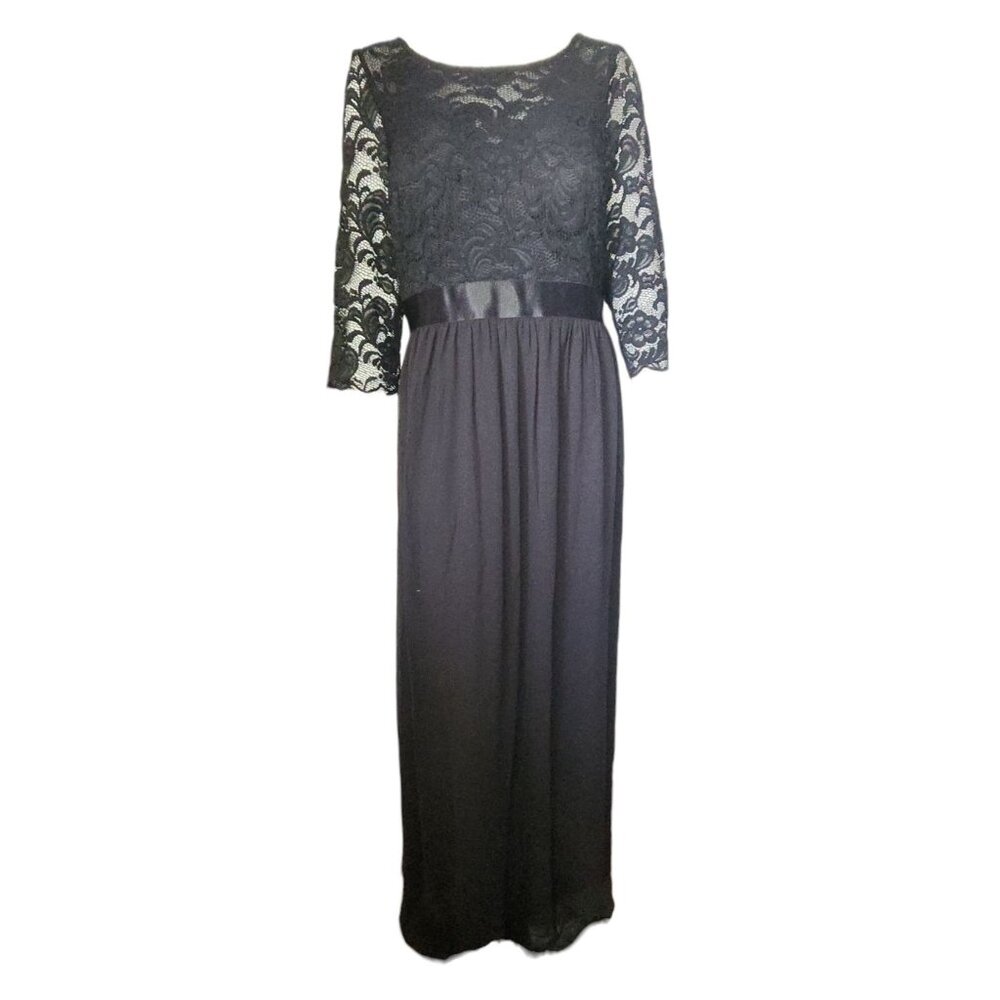 Everpretty Dress Womens Plus‎ Size 4XL Solid Black Lace Floor Length Formal NWT